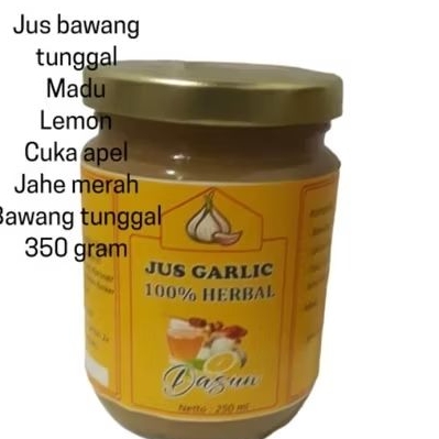 

jus bawang putih tunggal/ lanang 350 gram/lemon.cuka apel.madu asli.jahe merah.bawang tunggal 350 gram/free box kardus baru