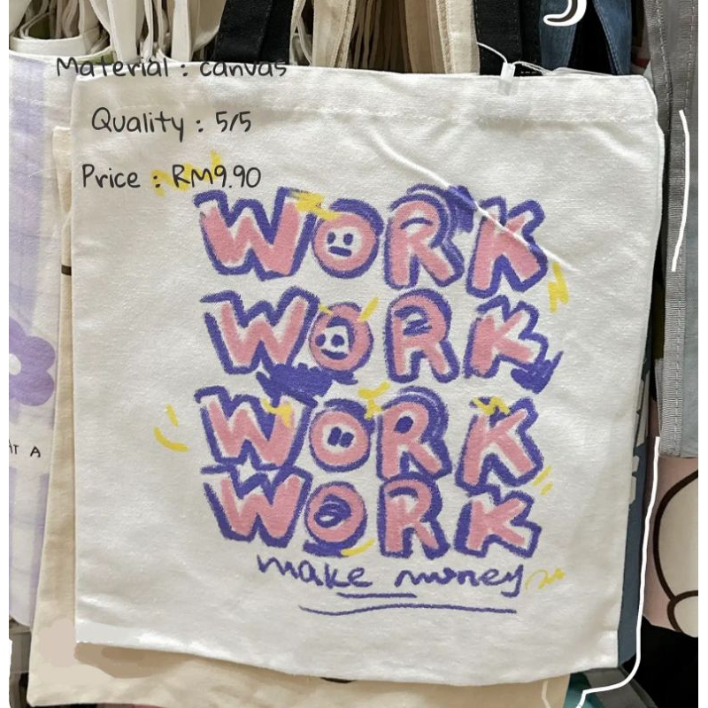 MR.DIY Totebag Tas Bahu Premium Kanvas Dengan Karakter Lucu Kucing/Beruang