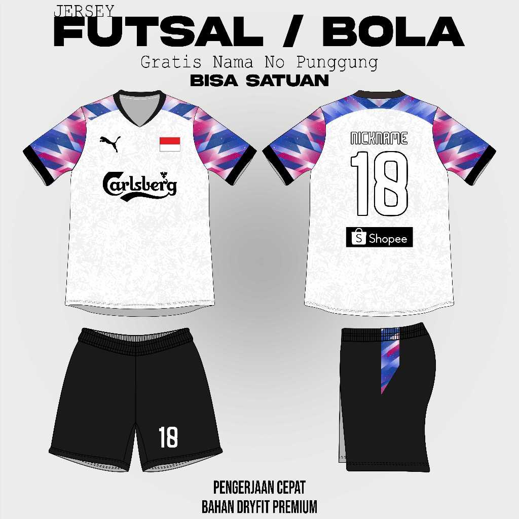JERSEY SEPAK BOLA / FUTSAL GRATIS NAMA, TEAM, NO , LOGO DAN DESAIN (WAN)