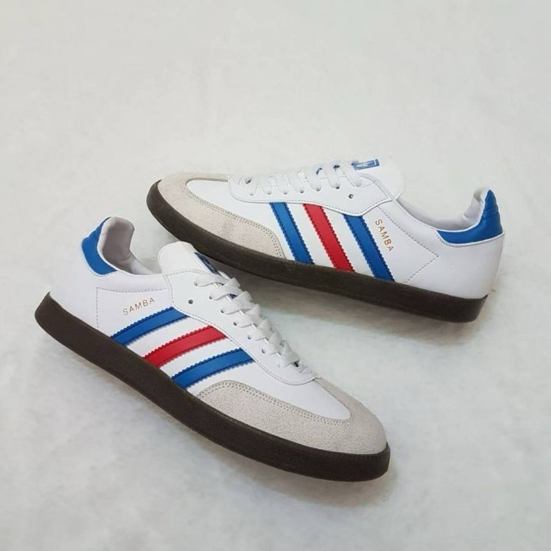 Sneakers Kasual Pria Adidas samba white black made in vietnam