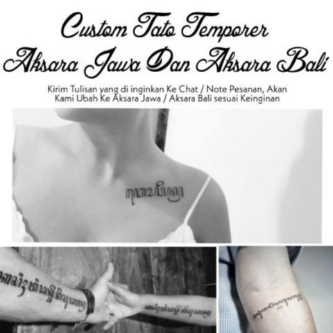 CUSTOM TATTO TEMPORARY AKSARA JAWA REQUEST TATTOO TULISAN AKSARA BALI TATO TEMPORER AESTHETIC