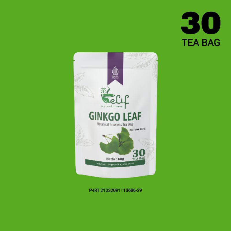 

ELIF TEA AND TISANE Ginkgo Leaf Tea | Stroke Vertigo Wasir Daya Ingat | 30 Tea Bag