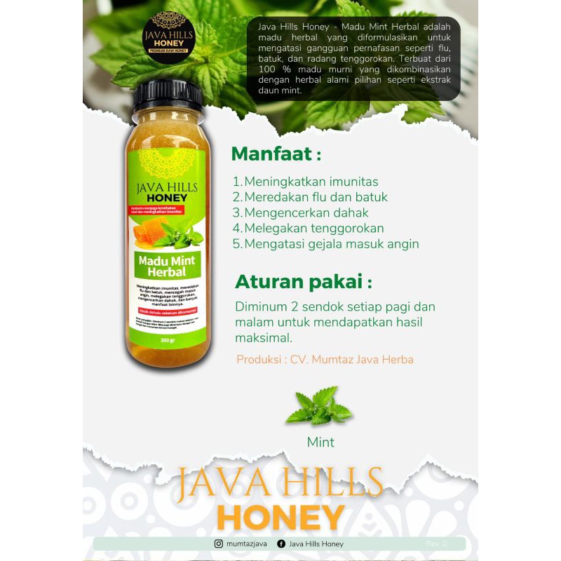 

Java Hills Honey - Madu Mint Herbal