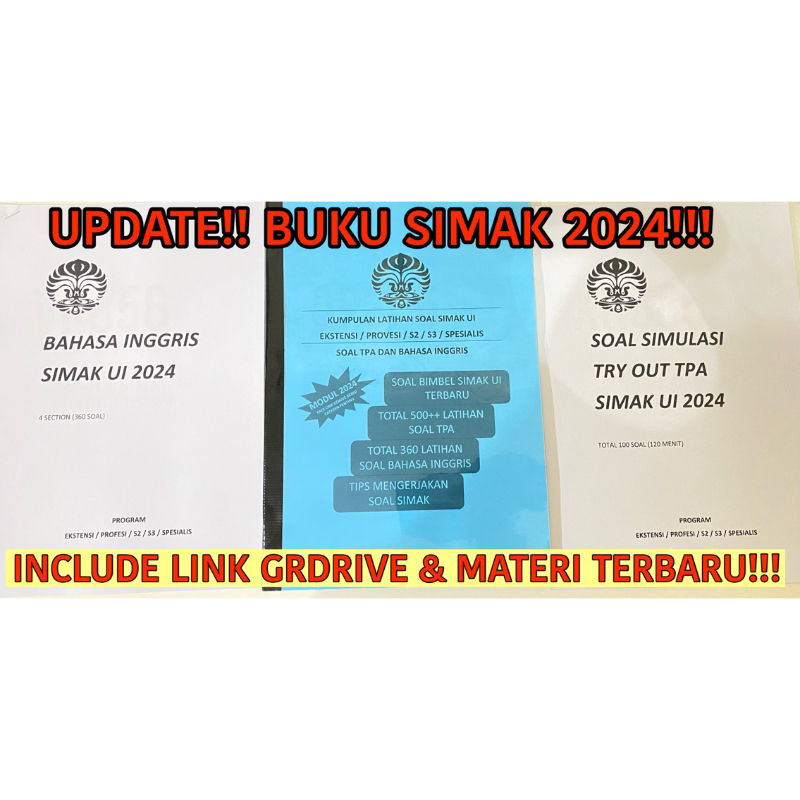[NEWEST 2024] BUKU SOAL TPA SIMAK UI PASCASARJANA, PROFESI, SPESIALIS (PPDS) , S3, D3 ke s1 tahun 20
