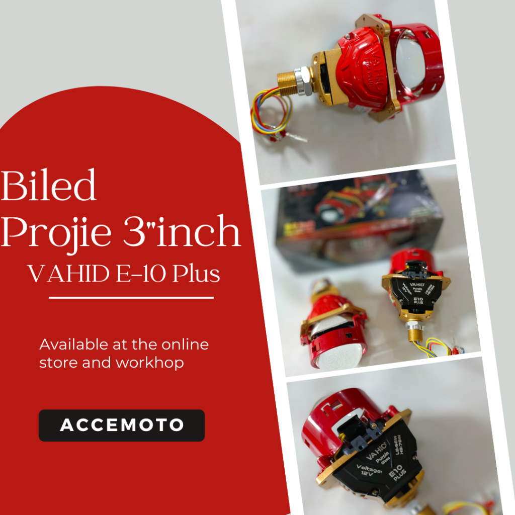 Lampu Biled Projie Proji Projector 3 Inch Vahid E10 Plus PurpleLens Motor Mobil