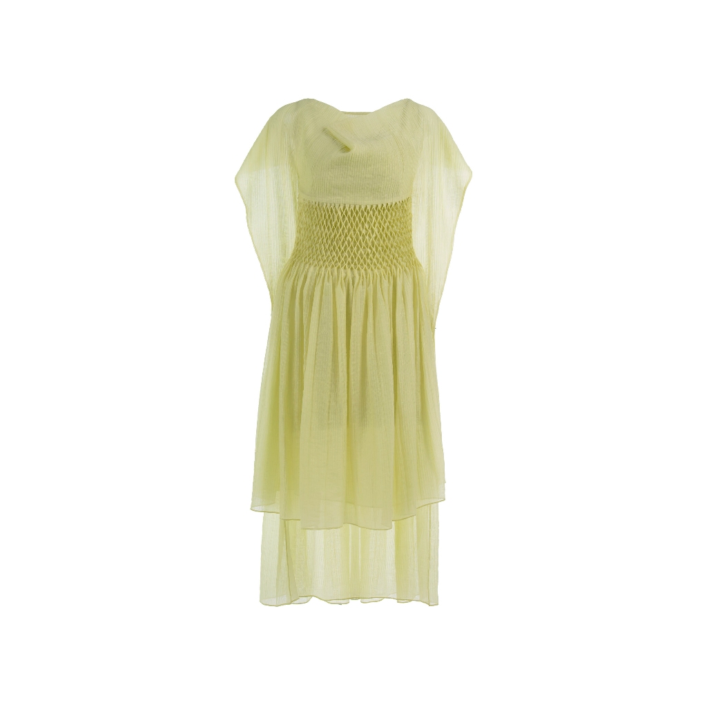 Patrick Owen Pruinosa Chartreuse Smock Dress