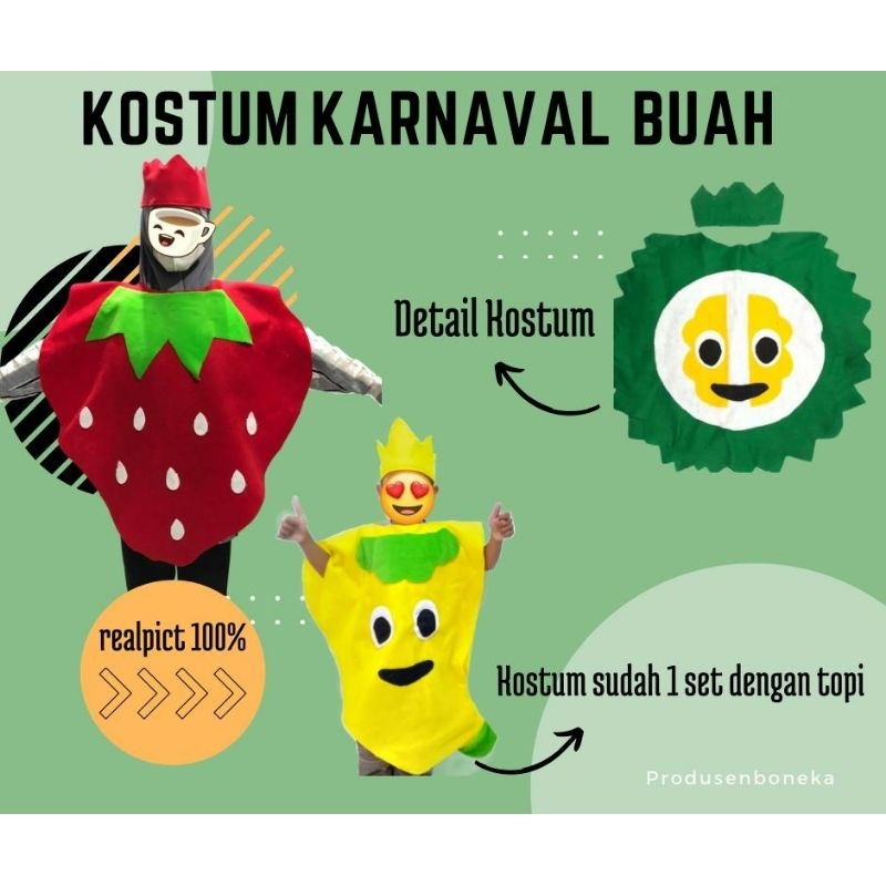 KOSTUM PENTAS ANAK / KOSTUM KARNAVAL BUAH ANAK TK-SD