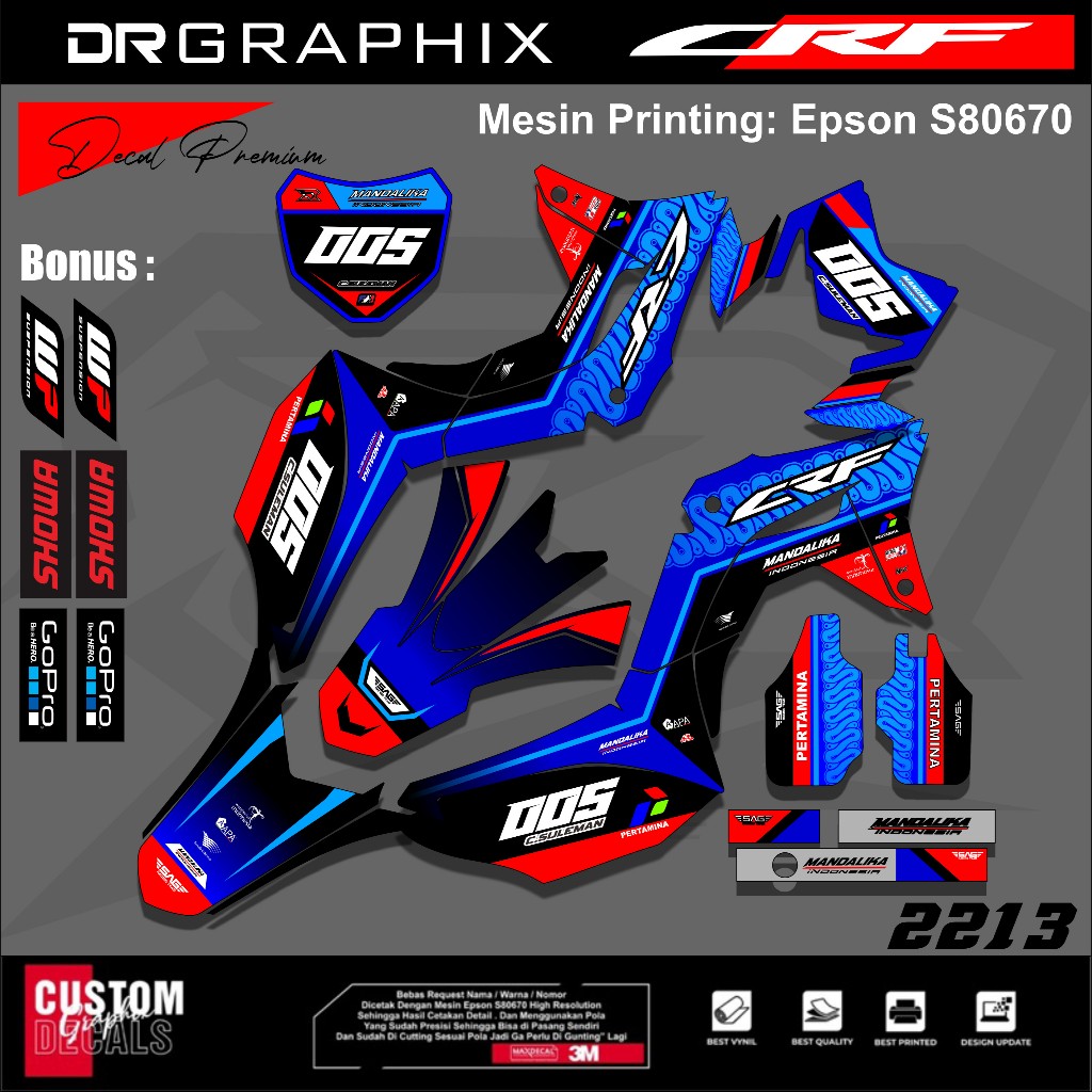 Dekal Sticker CRF 150L Full Body sticker Skotlet CRF Desain Mandalika racing Indonesia