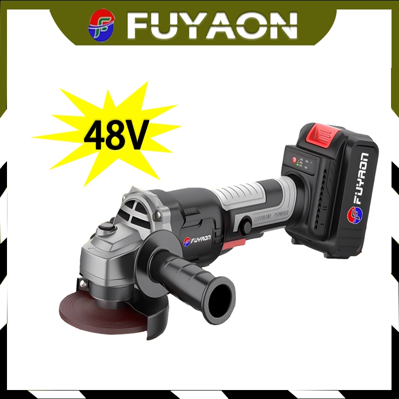 Gerinda Baterai Brushless 48v Mesin Gerinda Cordless Angle Grinder Tangan FUYAON Multifungsi Untuk P