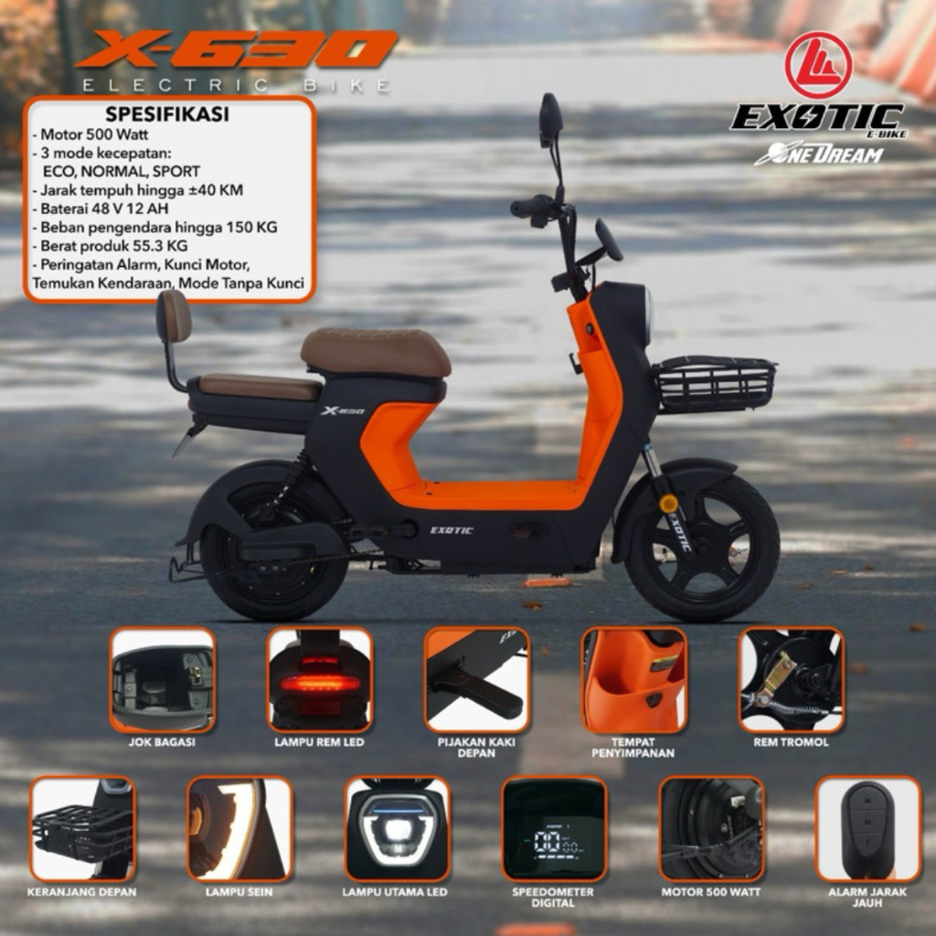Sepeda Listrik EXOTIC X-630 Electric E-Bike 500Watt Sepeda Motor Listrik Exotic By Pacific