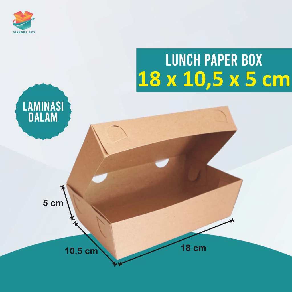 

Kotak Makan 18 x 10.5 x 5 cm | Kardus Nasi | Lunch Box Paper Kraft Coklat | Laminasi Dalam (SISTEM SELIP)