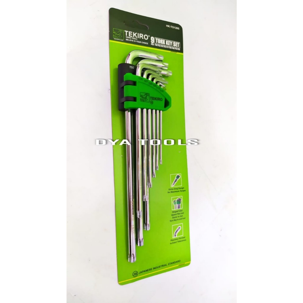 Kunci L Biasa Kombinasi Bintang 9 pcs HK-TO 1205 Panjang Extra Long Murah Tekiro