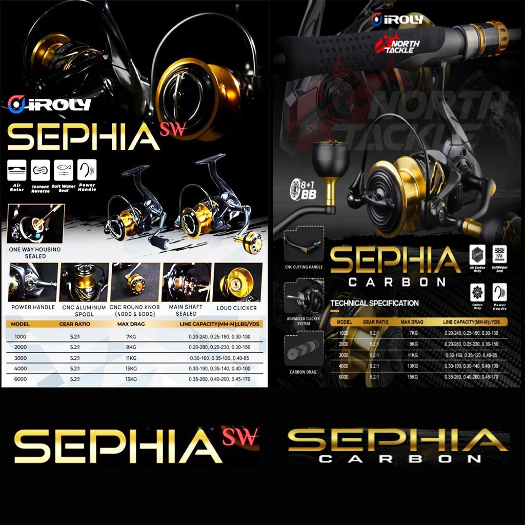 Reel Pancing Sephia SW Carbon 500/800/1000/2000/3000/4000/6000