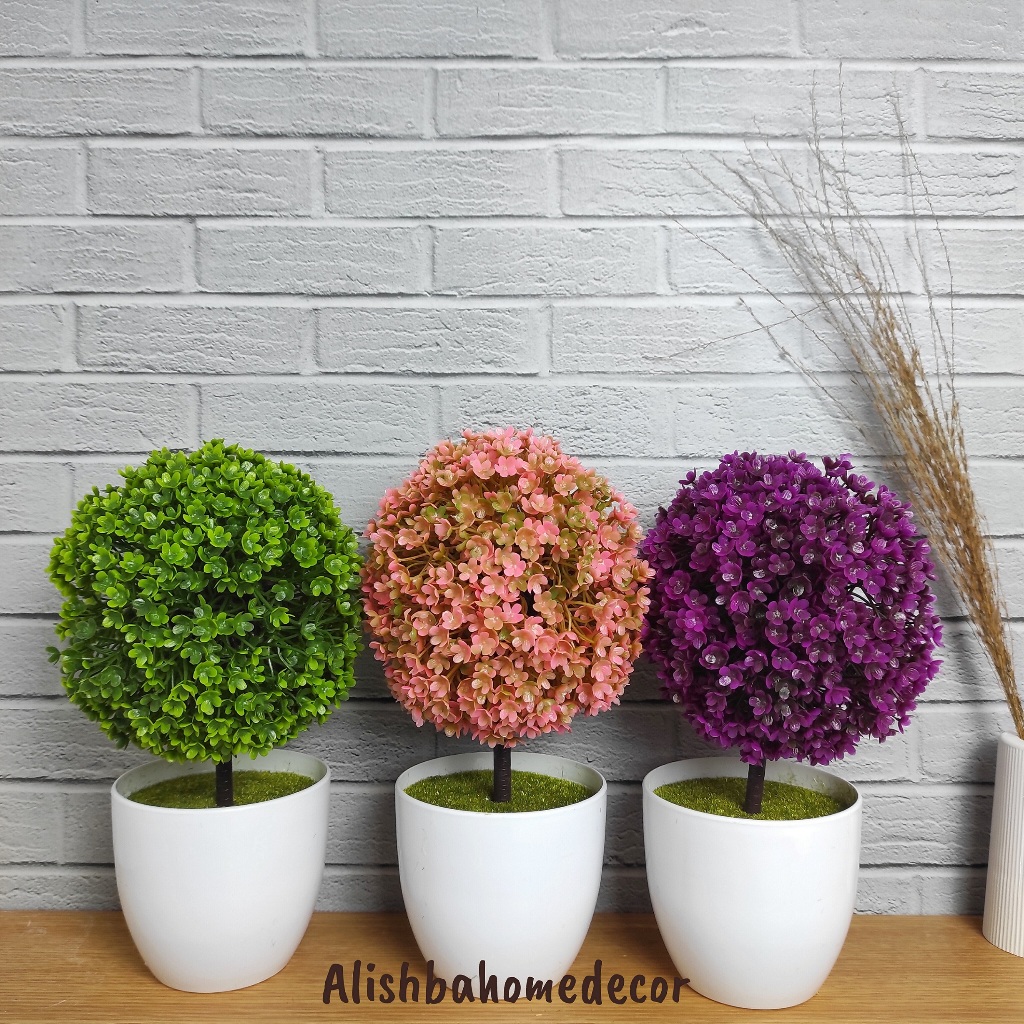 TANAMAN BONSAI BULAT PLASTIK/ BONSAI BULAT HIAS/ TANAMAN BONSAI BULAT PALSU PLASTIK HIAS