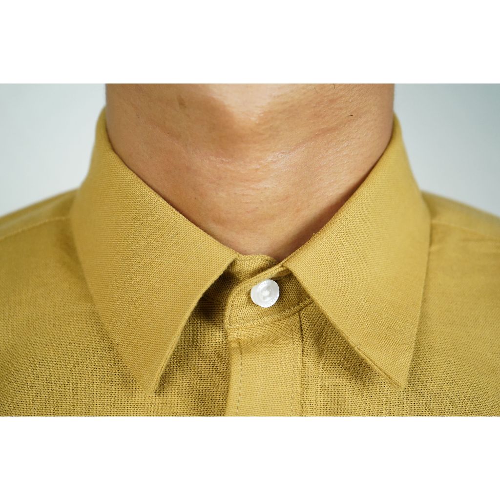 Kemeja Pria Lengan Pendek Reguler Fit Kuning Mustard Polos STANLEY ADAMS | Hem Pria Reguler