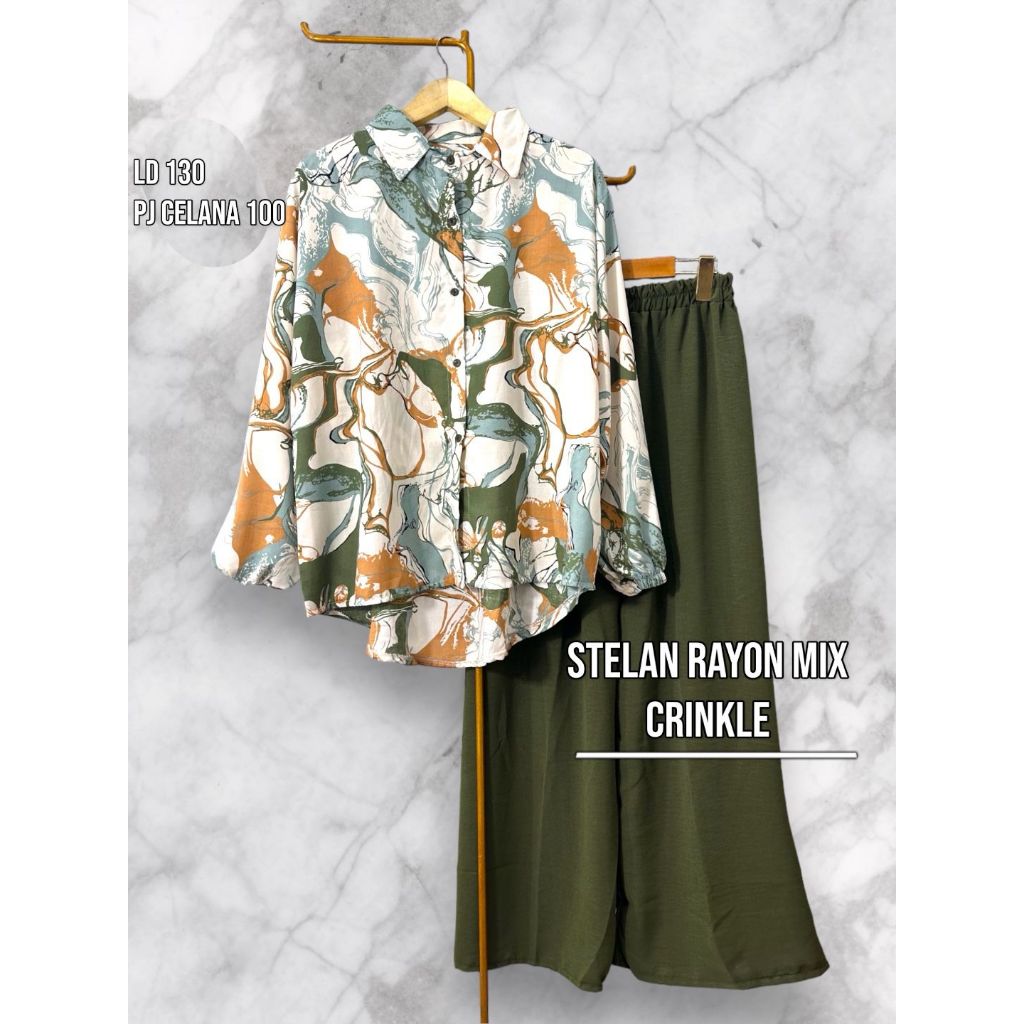 JUMBO SET RAYON MOTIF RAYON MIX CRINKLE // SETELAN WANITA SUPER JUMBO // ONE SET WANITA BEST SELLER 