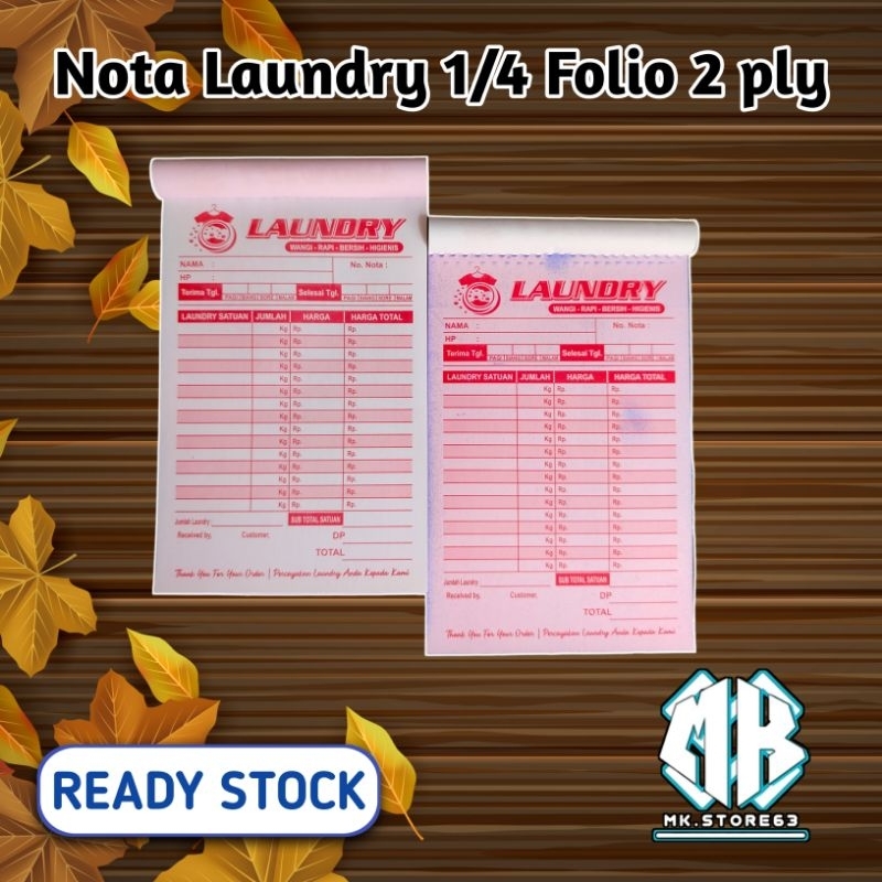 

NOTA LOUNDRY 2 PLY 1/4 FOLIO - SIAP KIRIM I G I