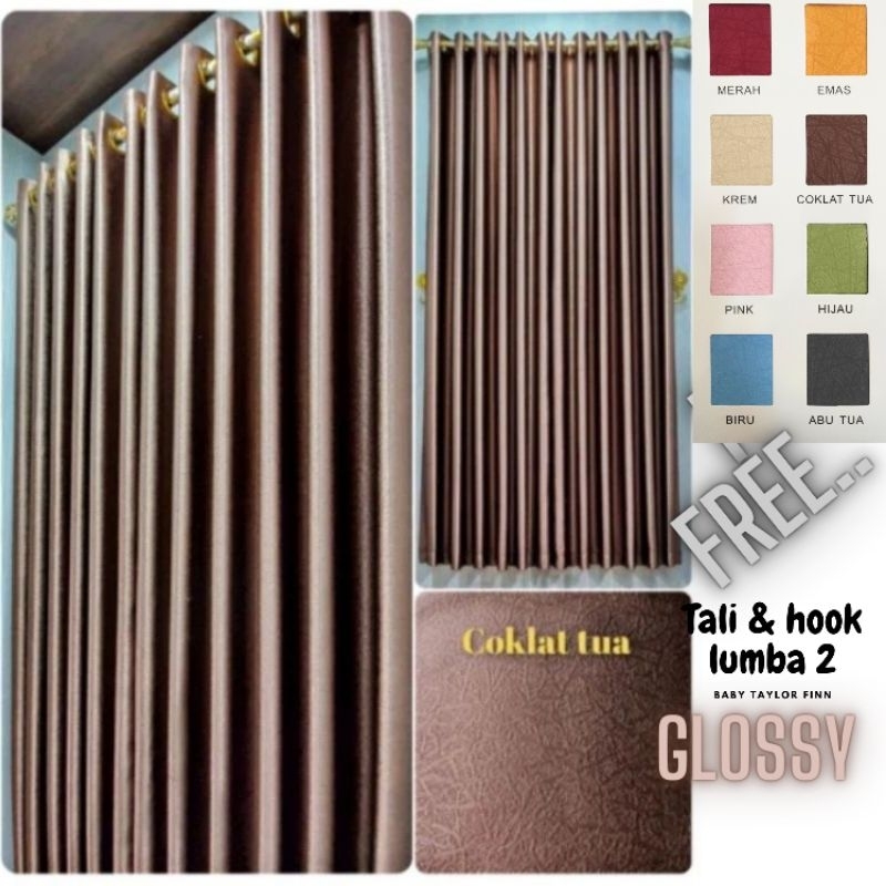 Gorden Warna Coklat Glossy Model Lubang  Smokring kain Blackout Premium Untuk Gorden Jendela Dan Gor