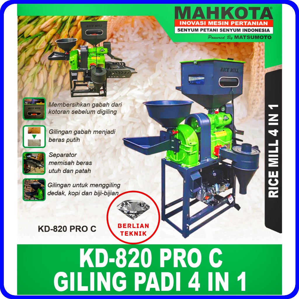 Gilingan Padi Kombinasi 4in1 Mahkota KD 820 PRO C