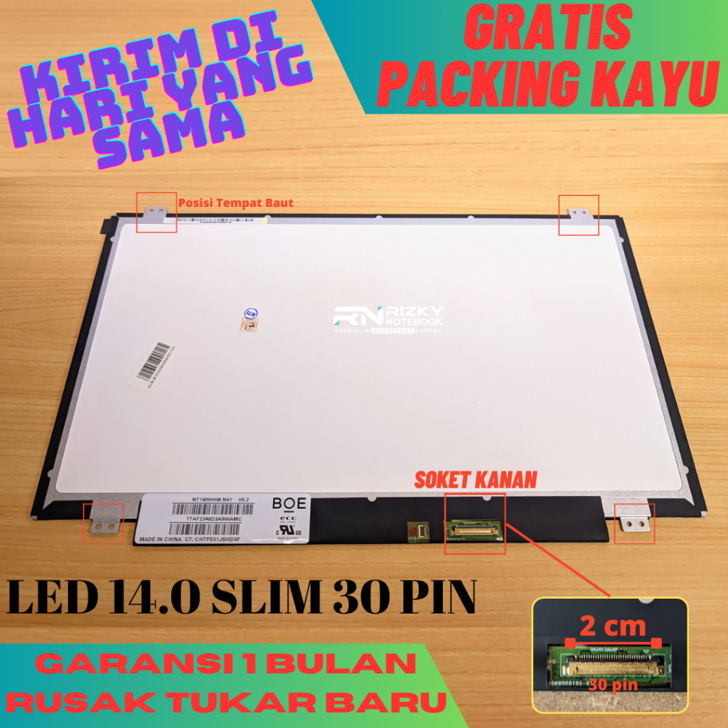 Layar Led Lcd Laptop HP 14-AC002TU 14-AC603TU 14-AC002TX 14-AC002AX 30 pin