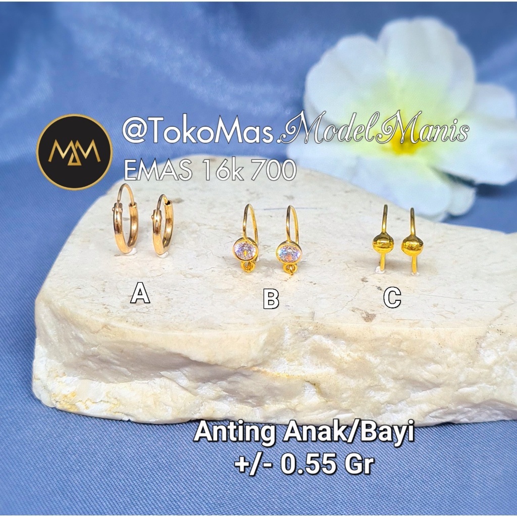 Anting bayi emas anting bulat bayi emas kuning kadar 700 70%
