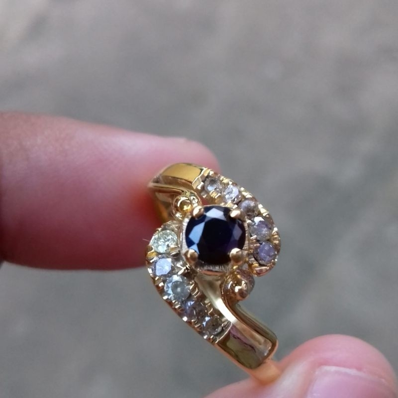 cincin perak berlian hitam .ring perak headmade .