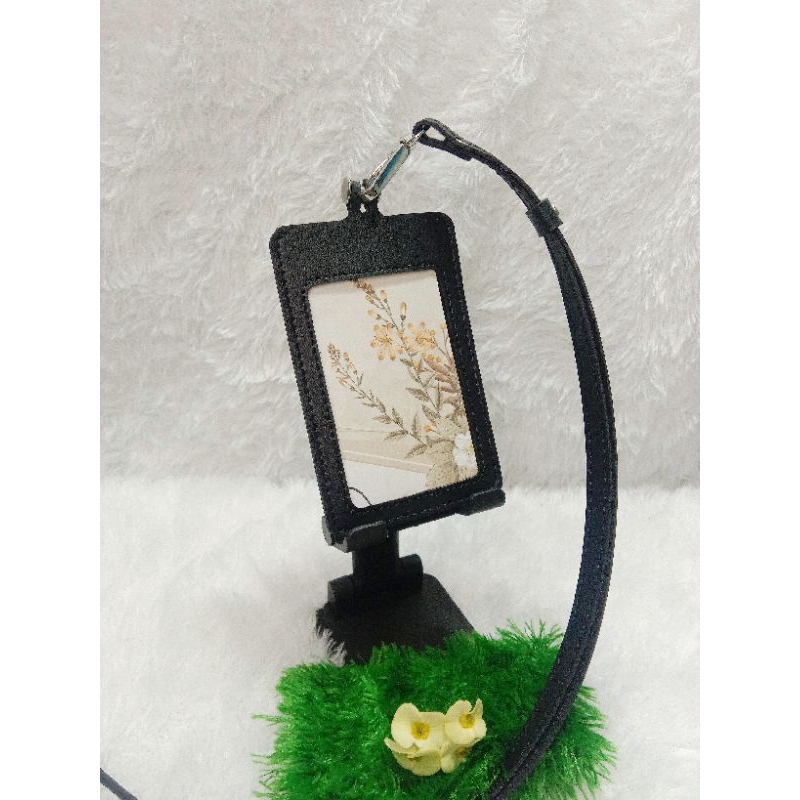 

lanyard id card holder name tag kulit pu