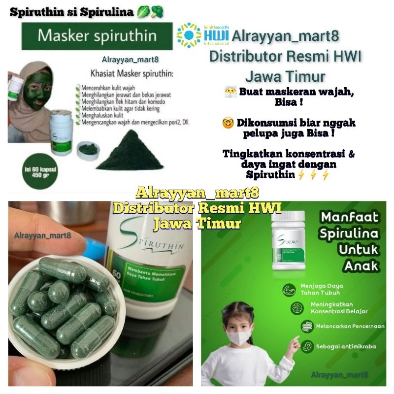SPIRUTHIN HWI ASLI ISI 60 KAPSUL SPIRULINA MURAH SPIRUTHIN ASLI HWI SPIRUTHIN ORI HWI