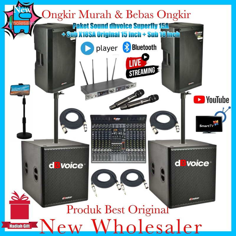 Paket Sound system Abvoice Super Fly 15A Sound 15 inch plus Sub X18 Sa 18 inch original Full