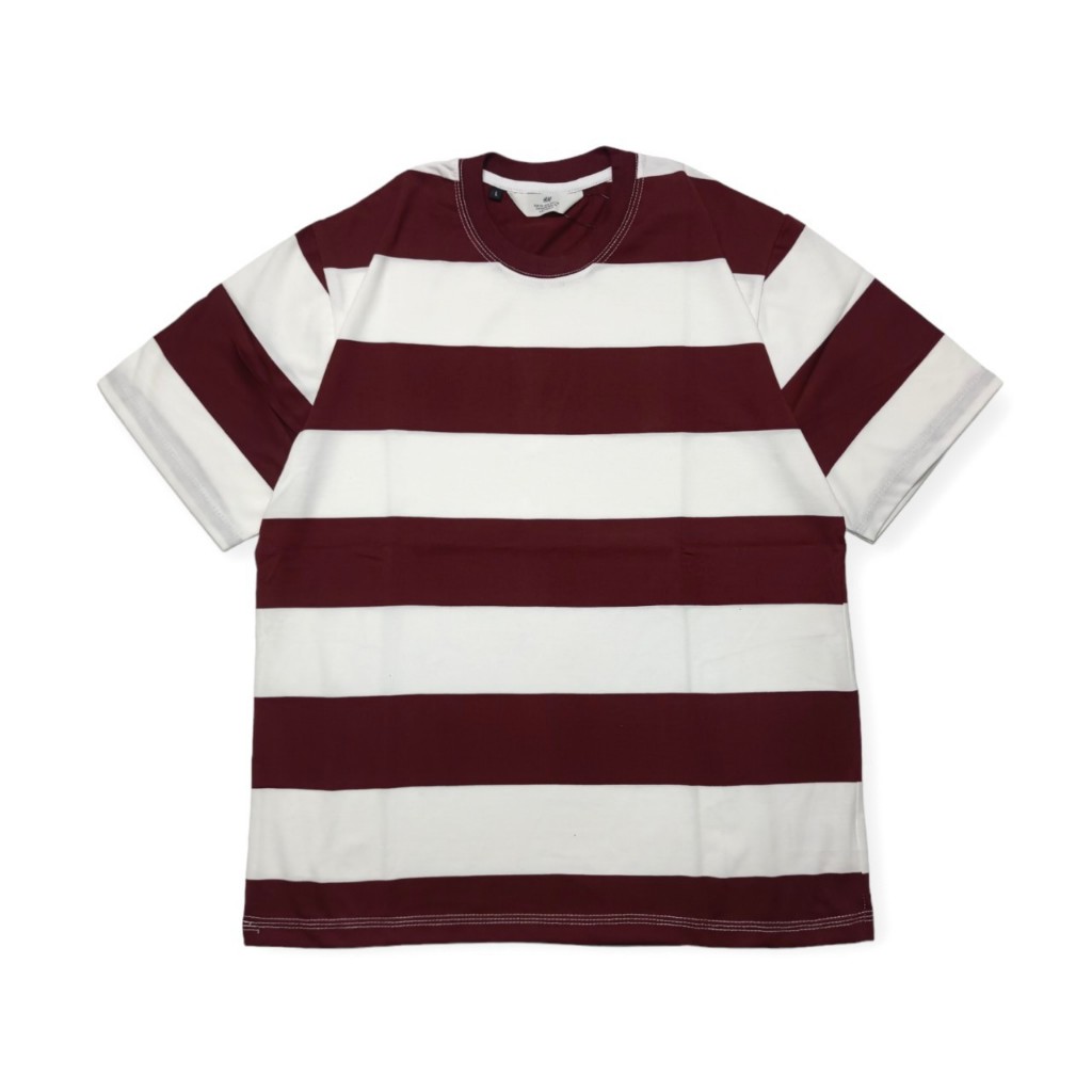 H&M Baju Kaos Pria Salur Maroon