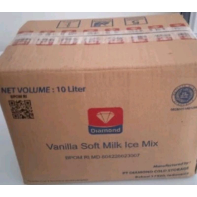 Soft Mix Ice Cream Vanilla 10 L Merk Diamond, Bahan Es Krim rasa Vanilla