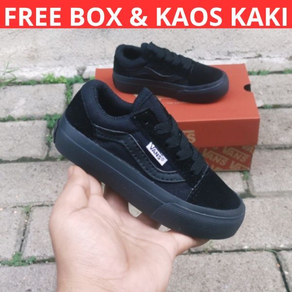 Sepatu Sekolah Anak Laki Laki Perempuan Hitam Polos Sepatu Vans Anak Sekolah PAUD TK SD SMP