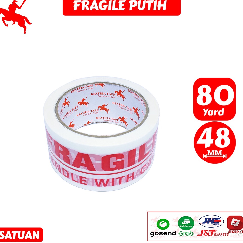 

Fast Update Lakban OPP Tape Lakban Fragile Putih KSATRIA Tape 8 Yard