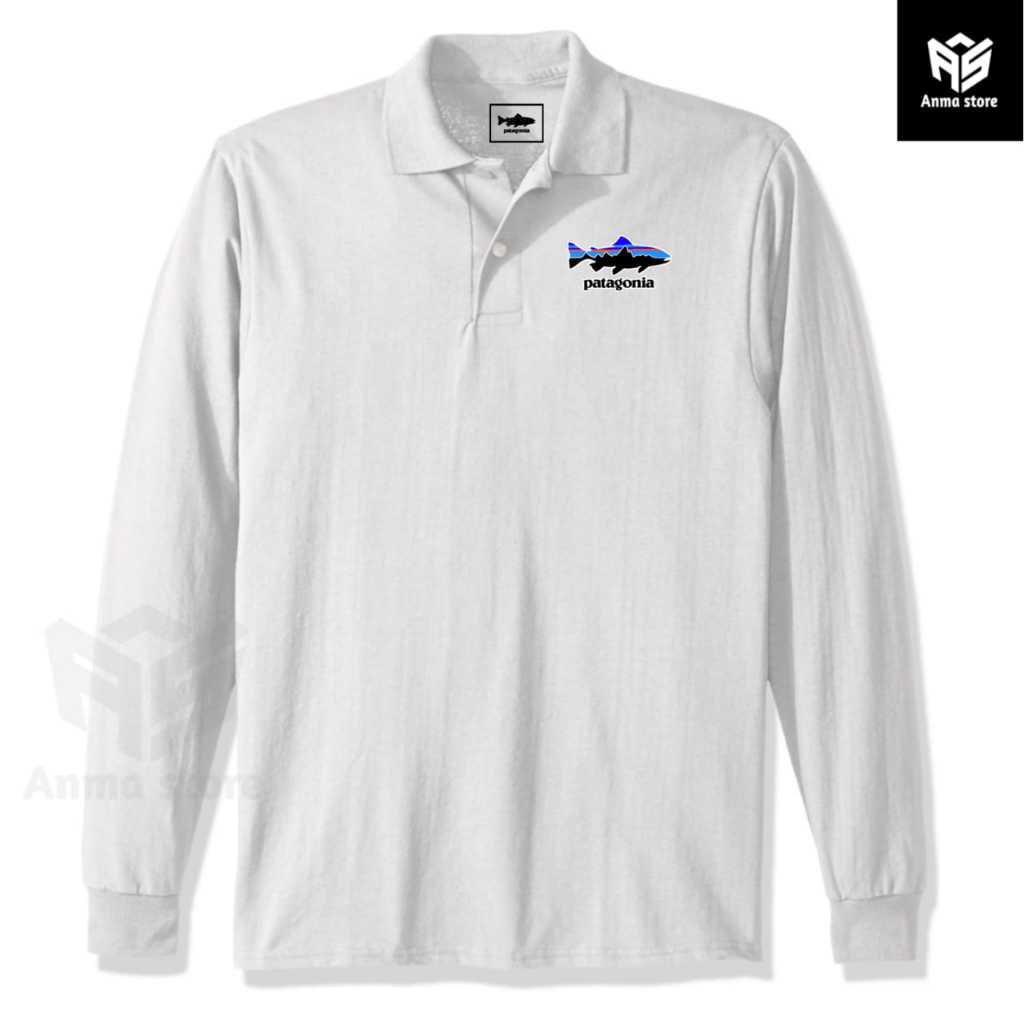 Kaos Kerah Polo shirt Lengan Panjang Mancing Patagonia Fish