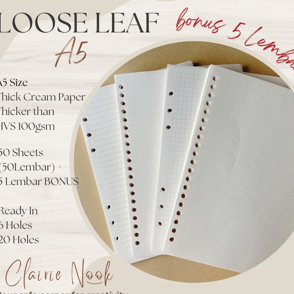

Ready Stok Clairie Nook Loose Leaf A5 2 Holes 6 Holes Kes Binder A5