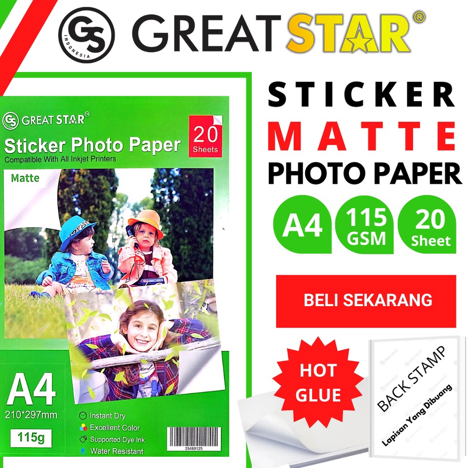 

Diskon Sticker Matte Paper 115 Gsm A42 WATER PROFF