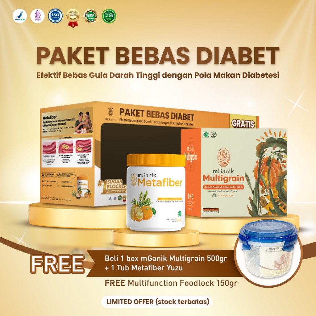 

Mganik Multigrain 500gr & Metafiber Yuzu 450gr Obat Diabetes Paket