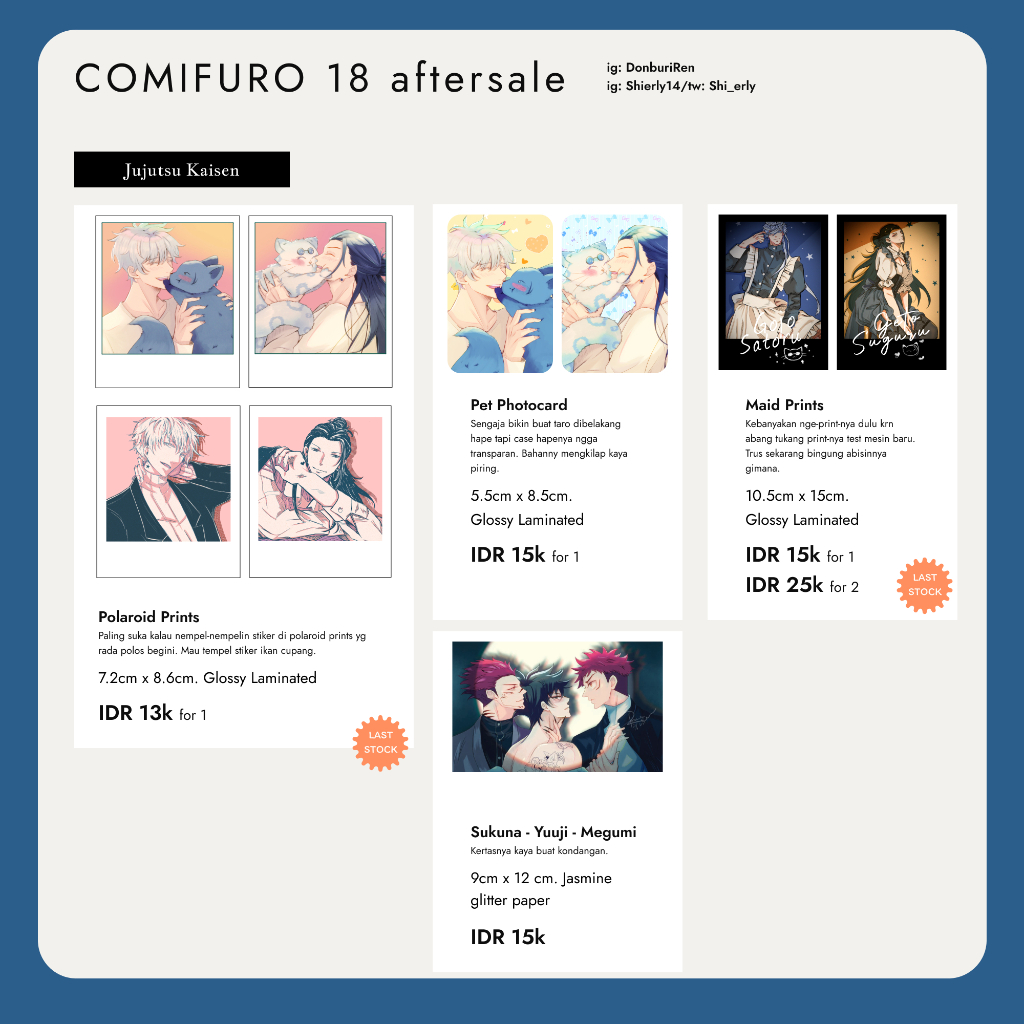 

Jujutsu Kaisen Photograph Satoru Gojo & Suguru Geto Polaroid dan Photocard by DonburiRen