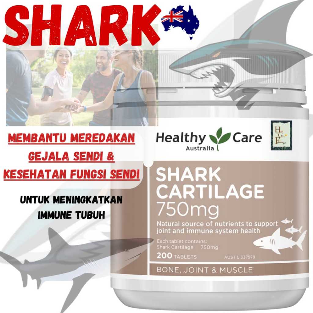 Healthy Care Shark Cartilage 750mg 200 Tablets