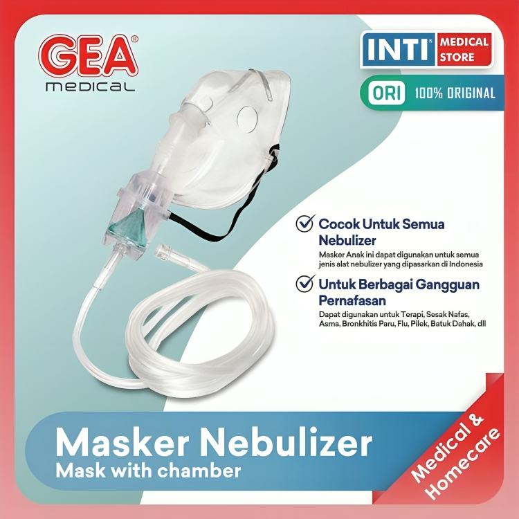 GEA Medical | Nebulizer Mask | Masker Nebulizer | Mask With Chamber - DEWASA