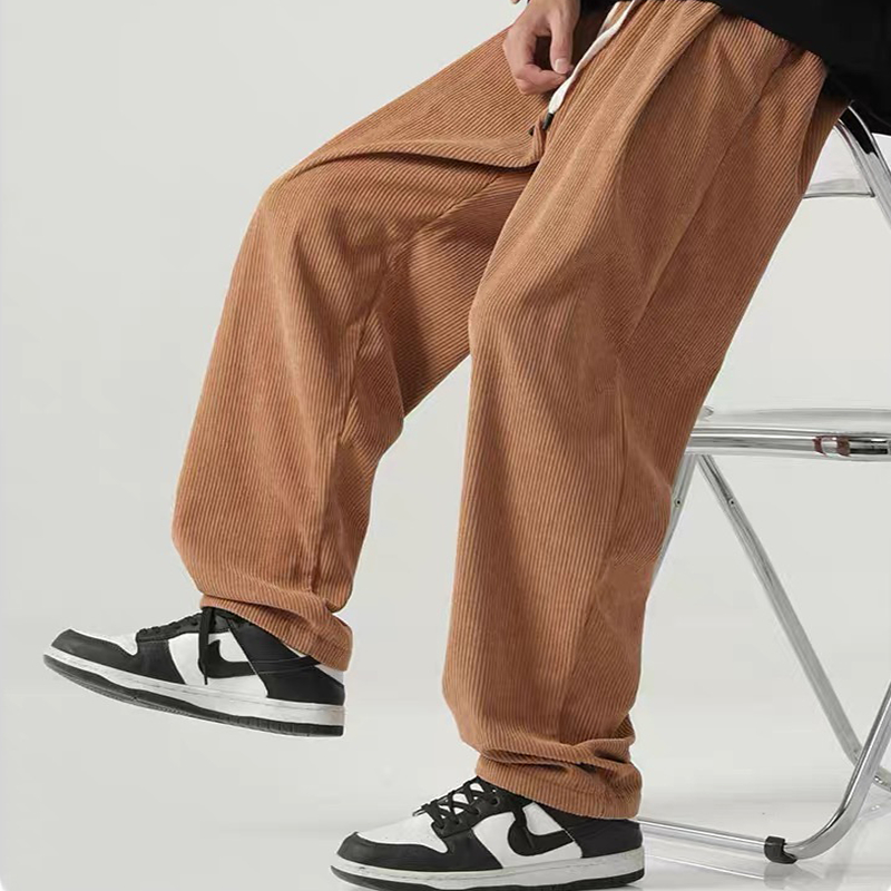 Celana corduroy pria,  pria wide leg corduroy ,celana corduroy longgar, celana corduroy ekstra besar