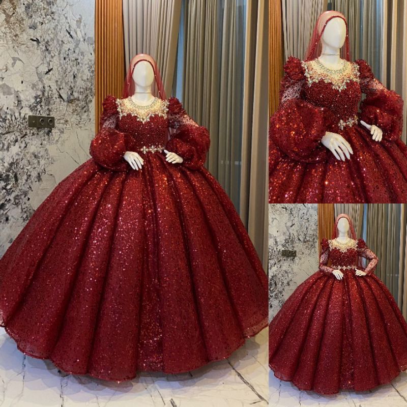 Gaun pengantin luxury / gaun pengantin premium sequin / gaun pengantin mewah / gaun pengantin muslim