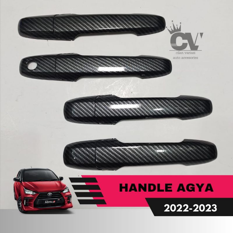 Cover Handle / Pegangan Pintu Mobil Toyota Agya Ayla 2022 - 2024 Carbon Glossy