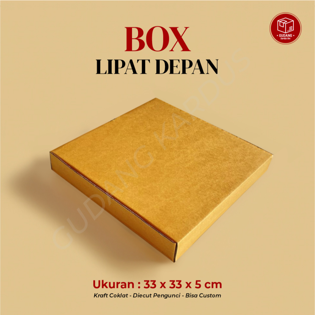 

Box DC Lipat Depan - Uk. 33 x 33 x 5 cm LD/Karton/Polos/Kardus/Hampers/Baju/KemasanPizza/pizza/premium/BF-premium