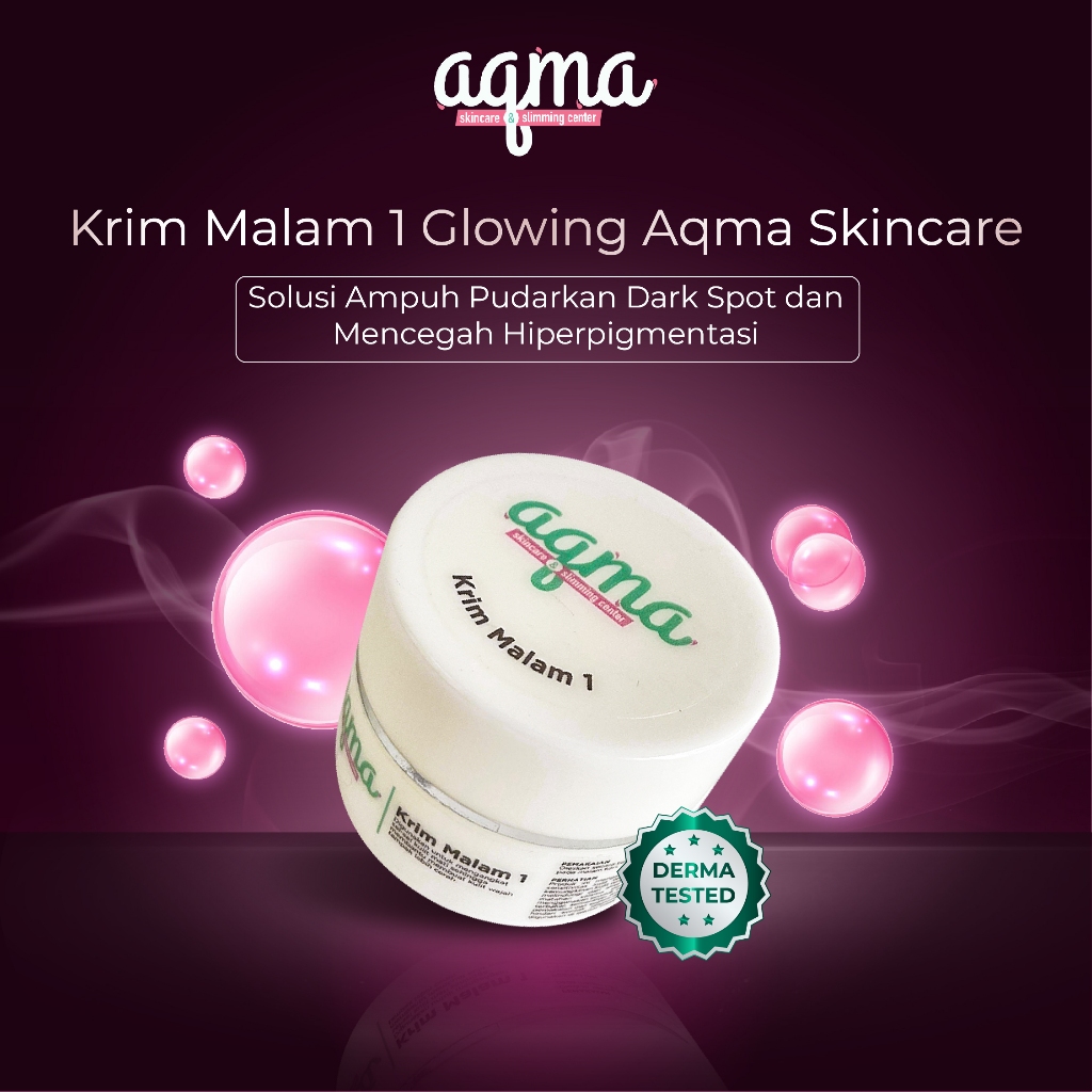 AQMA SKINCARE - Krim Malam Glowing 1 / Night Cream Brightening & Glowing / Cysteamine / Memudarkan H