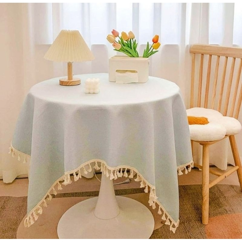 taplak meja rumbai tamu/sudut/teras rumah satin