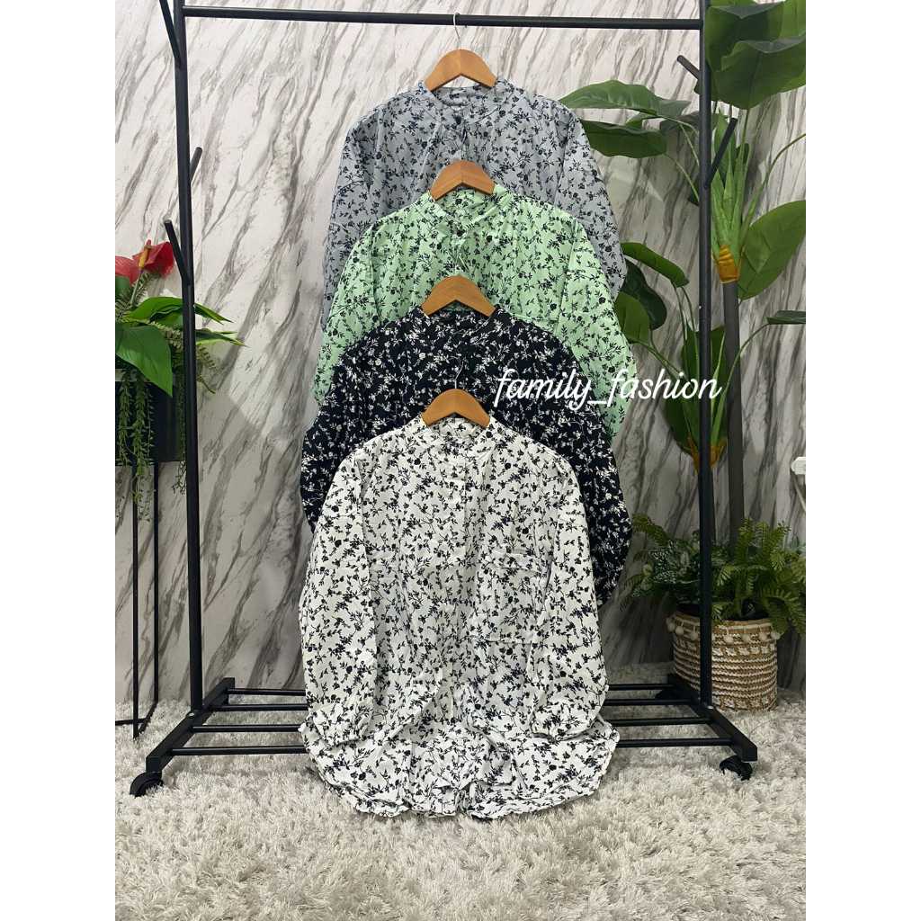 Kemeja Chantika Motif Bunga Kecil Kemeja Tunik Wanita
