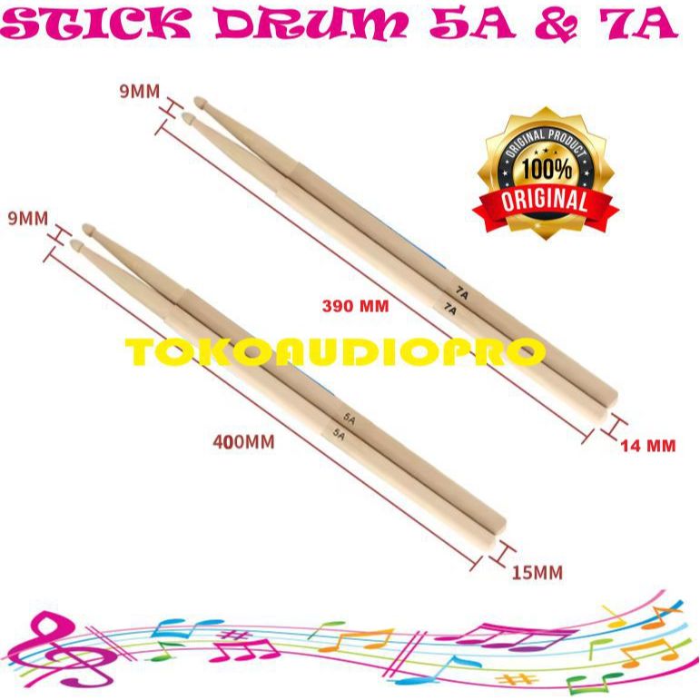 Stick Drum Maple 5A Stik Drum Import Maple 7A
