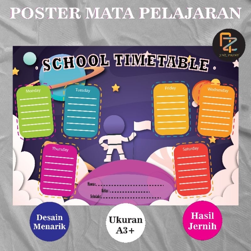 Poster Jadwal Pelajaran - Poster Sekolah Jadwal Pelajaran - Custome