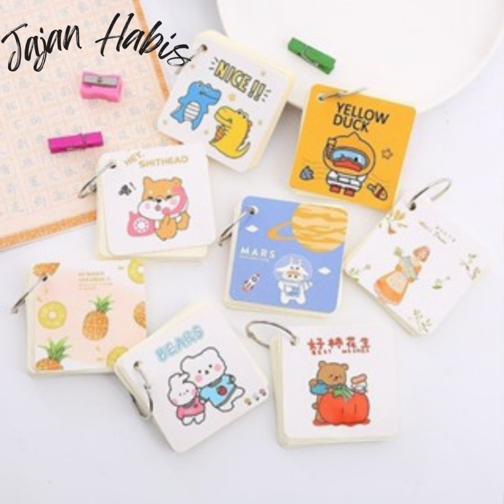 

JABIS Notebook Ring Mini Isi 80 Lembar Buku Note Gantung Karakter Lucu Sticky Note Lucu Notepad Dengan Gantungan DIY Book 80Lembar Buku Catatan Memo Karakter